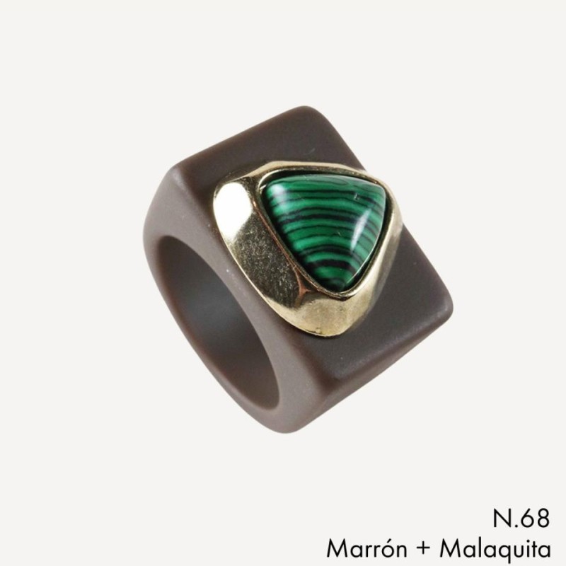 ANILLO MARRON N 68/16 MALAQUITA