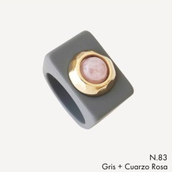 ANILLO GRIS N 83/14 CHIC II CUARZO ROSA OI24