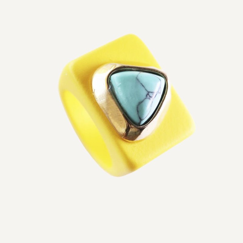 ANILLO AMARILLO N 133/22 TURQUESA TRI