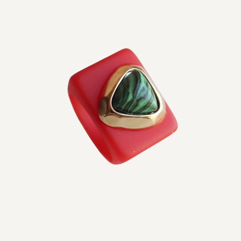 ANILLO ROJO N 121/13 MALAQUITA