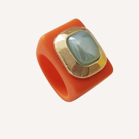 ANILLO NARANJA N 127/13 AGATA AZUL CEU