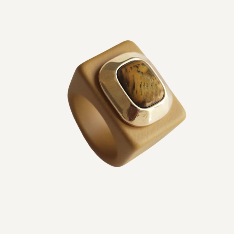 ANILLO MOSTAZA N 148/22 OJO DE TIGRE RECT